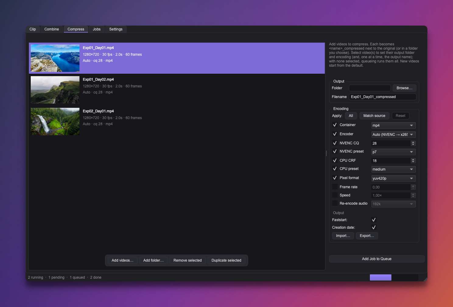 The Compress tab
