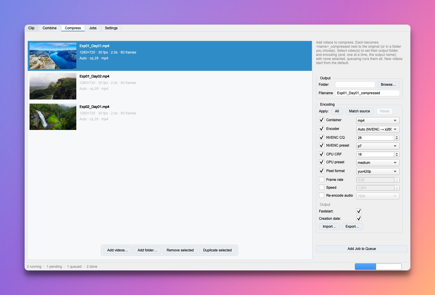 The Compress tab