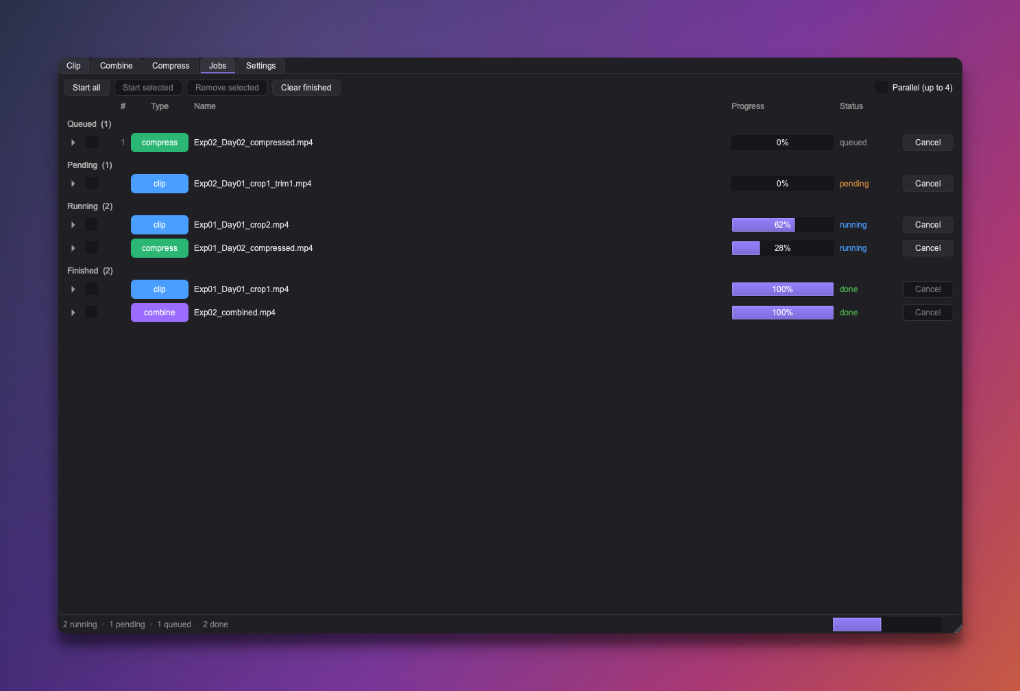 The Jobs tab