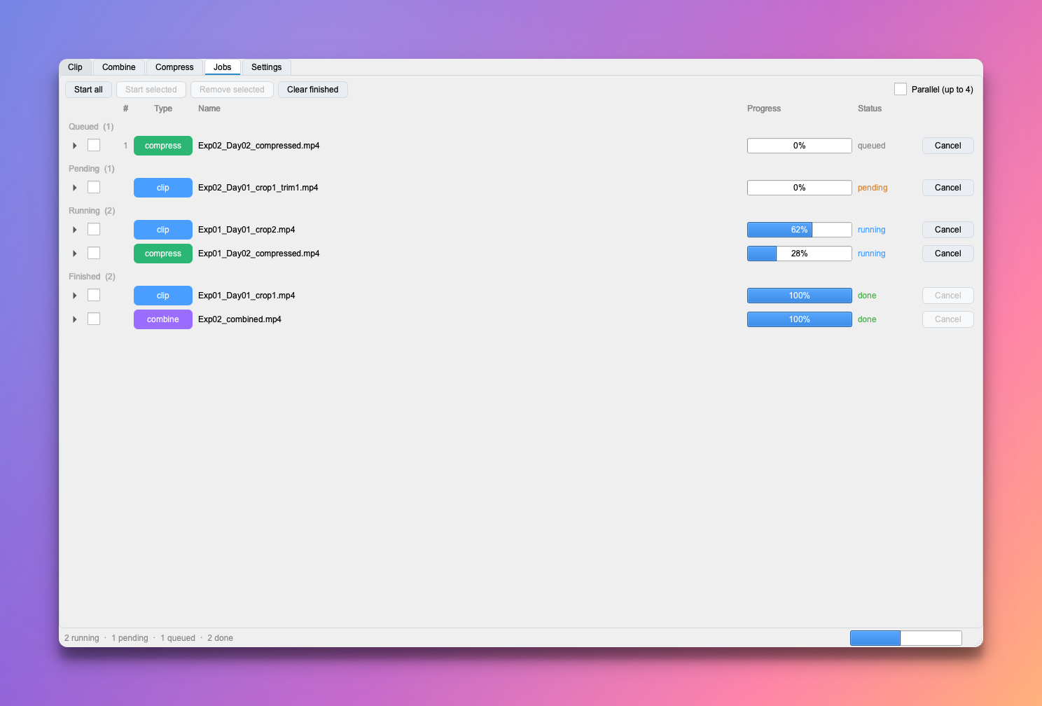 The Jobs tab